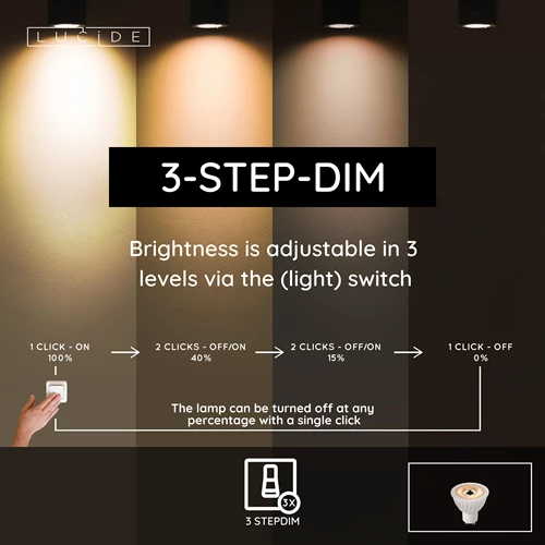Lucide MR16 - Led bulb - Ø 5 cm- LED 3 StepDim - GU10 - 1x5W 2700K - White - USP